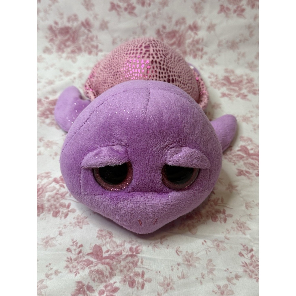 Ty Beanie Boos Slow-Poke Purple Turtle Plush Pink Glitter Shell 10"